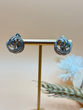 Vintage Silver Tone Abstract Swirl Clip-On Earrings