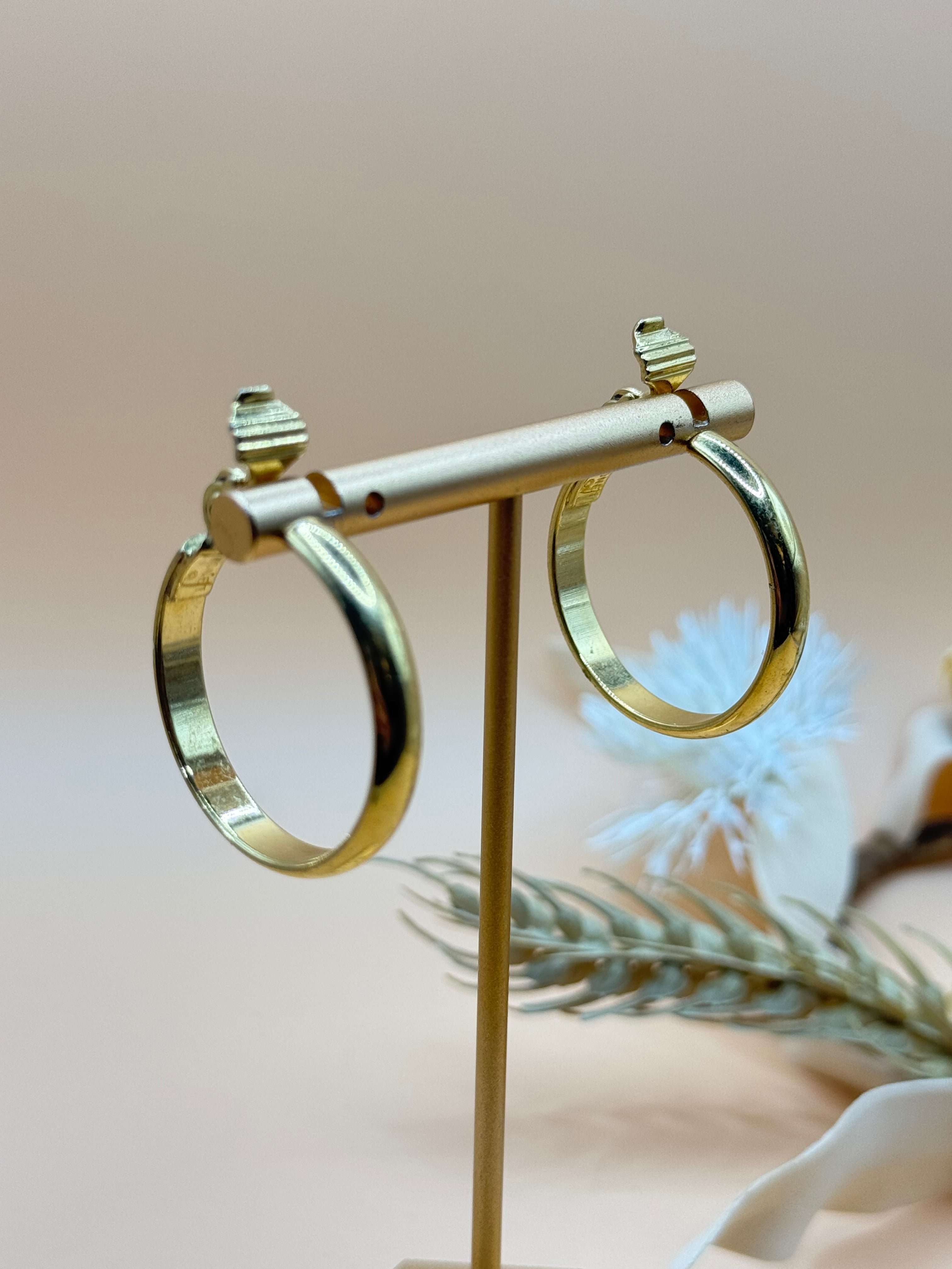 Vintage Monet Gold Tone Hoop Clip-On Earrings
