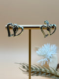 Vintage Gold Tone Interlocking Double Heart Screw-Back Earrings