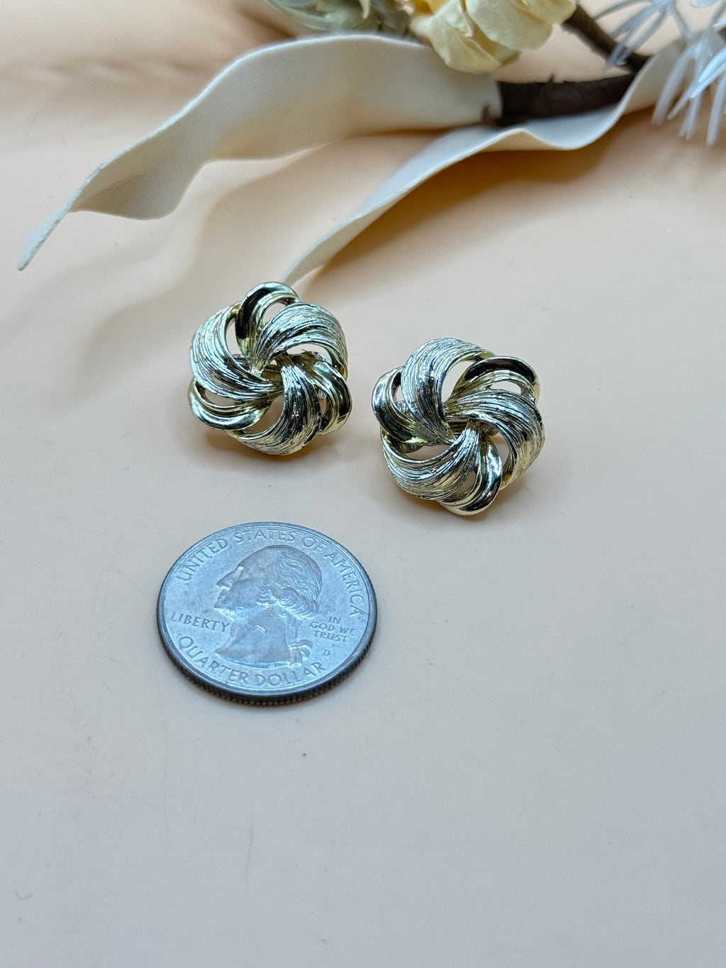 Vintage Lisner Gold Tone Textured Knot Clip-On Earrings