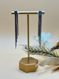 Vintage Silver Tone Chain Fringe Tassel Clip-On Earrings