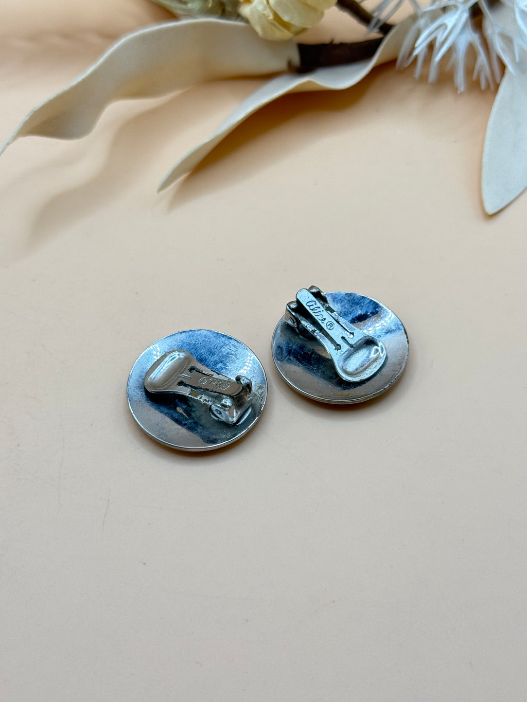 Vintage Alice Silver Tone Round Scrollwork Clip-On Earrings