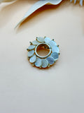 Vintage Gold Tone White Oval Wreath Brooch