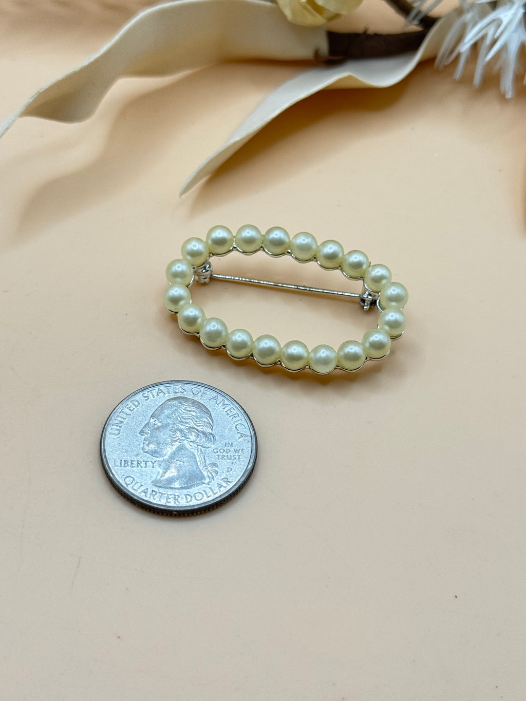 Vintage Marvella Faux Pearl Oval Brooch