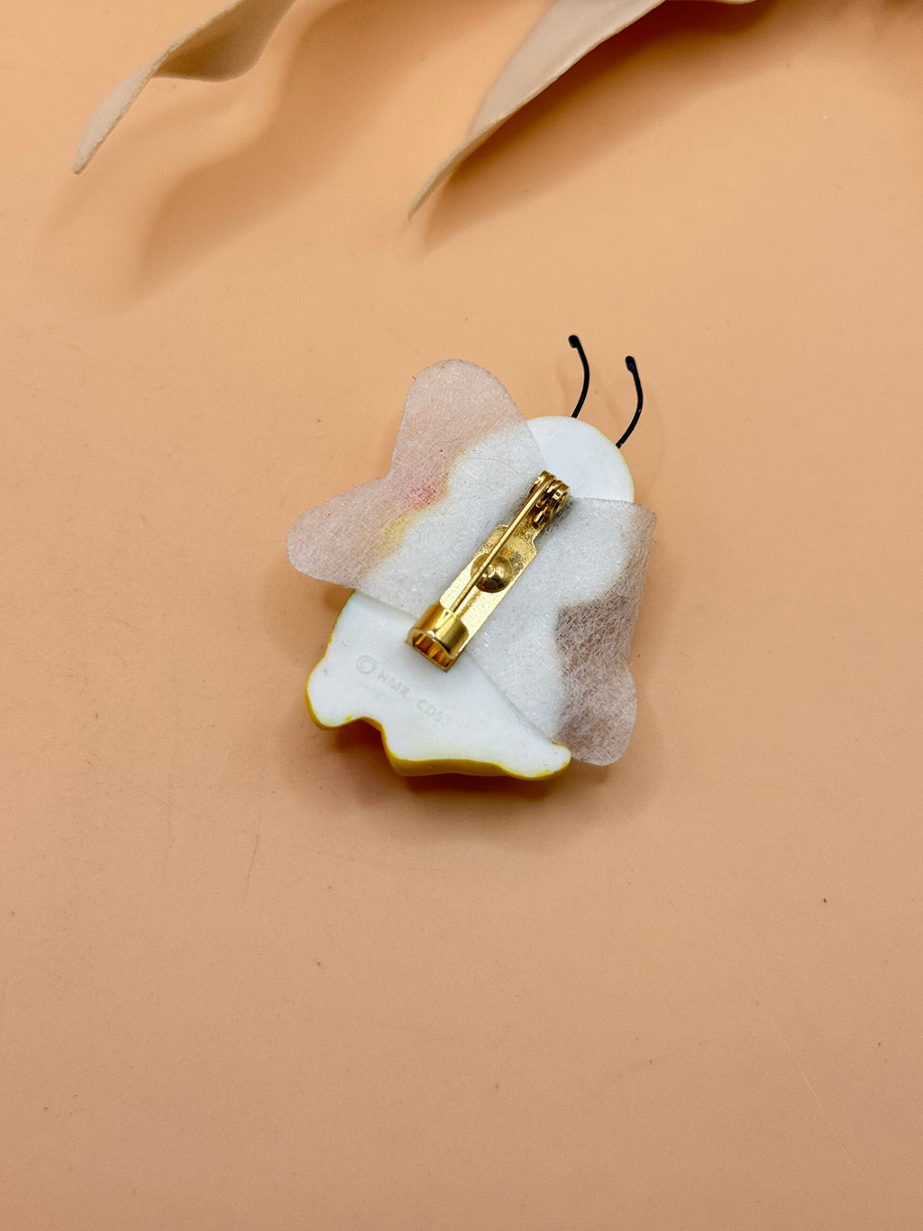 Yellow Bee Holding Red Heart Brooch