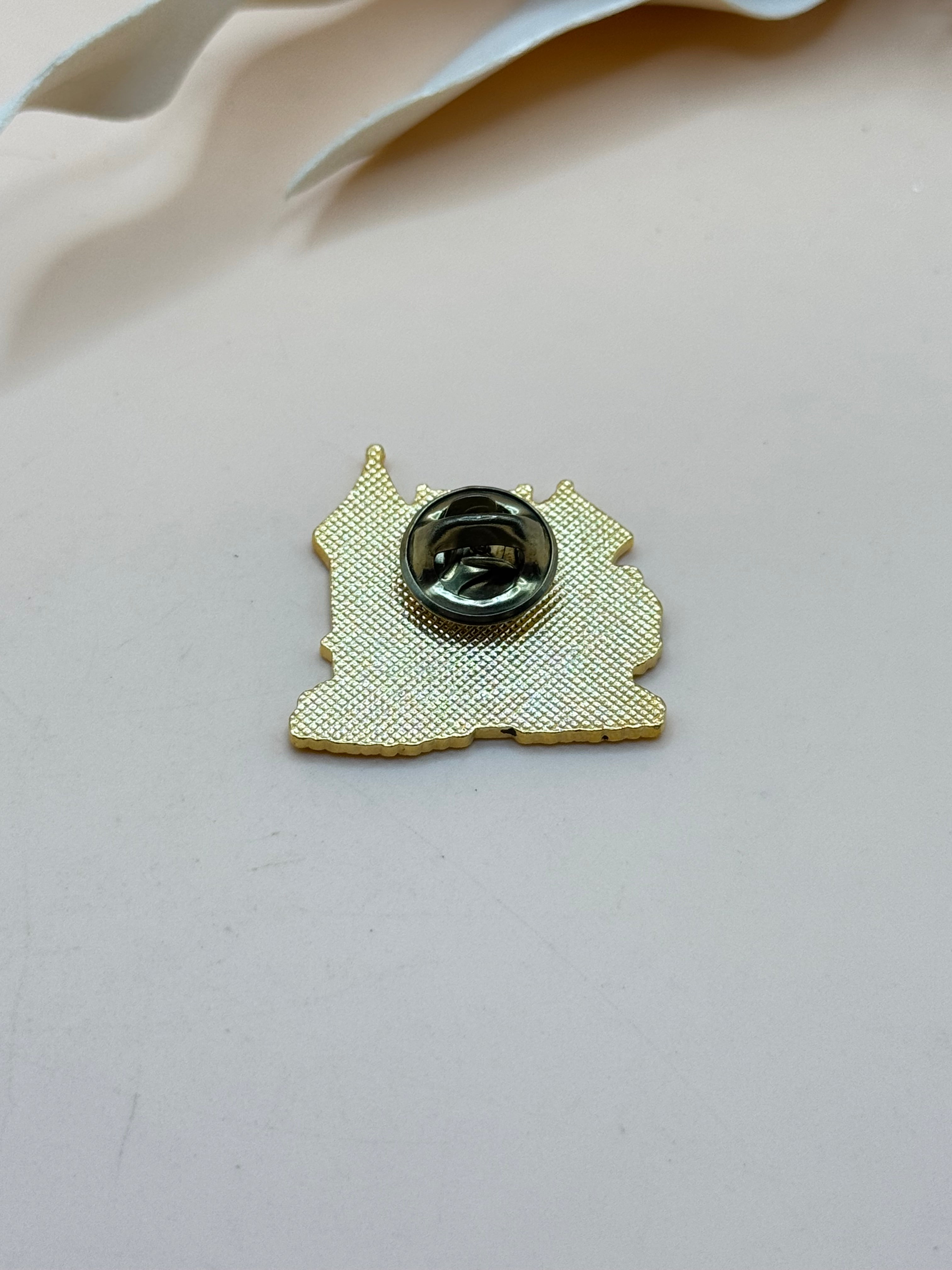 Gold Tone Enamel Victorian House Lapel Pin