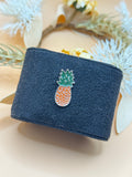Silver Tone Orange & Green Enamel Pineapple Lapel Pin