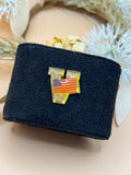 Gold Tone American Flag Victory V Patriotic Lapel Pin