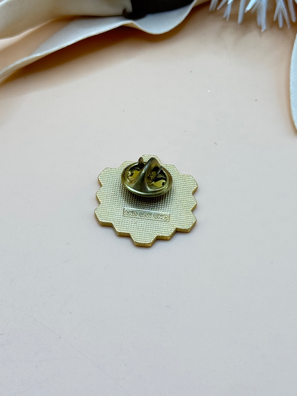 Vintage And Sew On Geometric Enamel Flower Lapel Pin