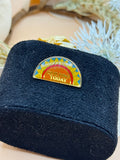 Quilting Today Colorful Enamel Sunrise Gold Tone Lapel Pin
