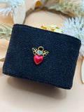 Gold Tone Angel Red Heart Clear Rhinestone Lapel Pin