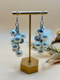 Silver Tone Faux Pearl Cluster Dangle Pierced Earrings