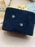 Silver Tone Clear Rhinestone Flower Stud Earrings