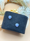 Blue Swirled Round Stud Pierced Earrings