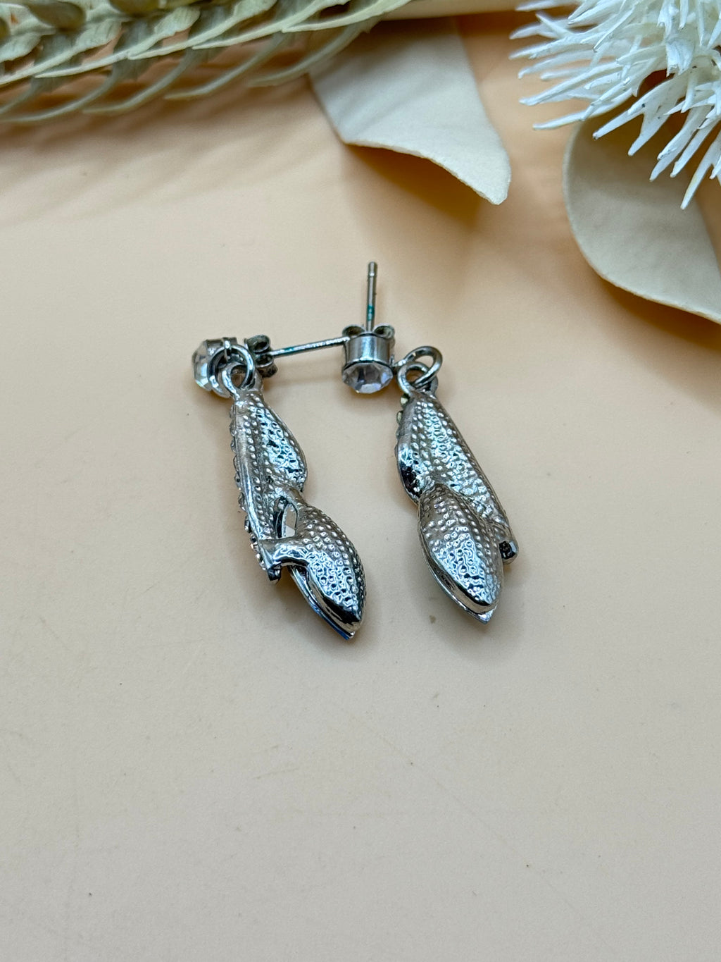 Blue and Clear Rhinestone Silver-Tone Dangle Earrings