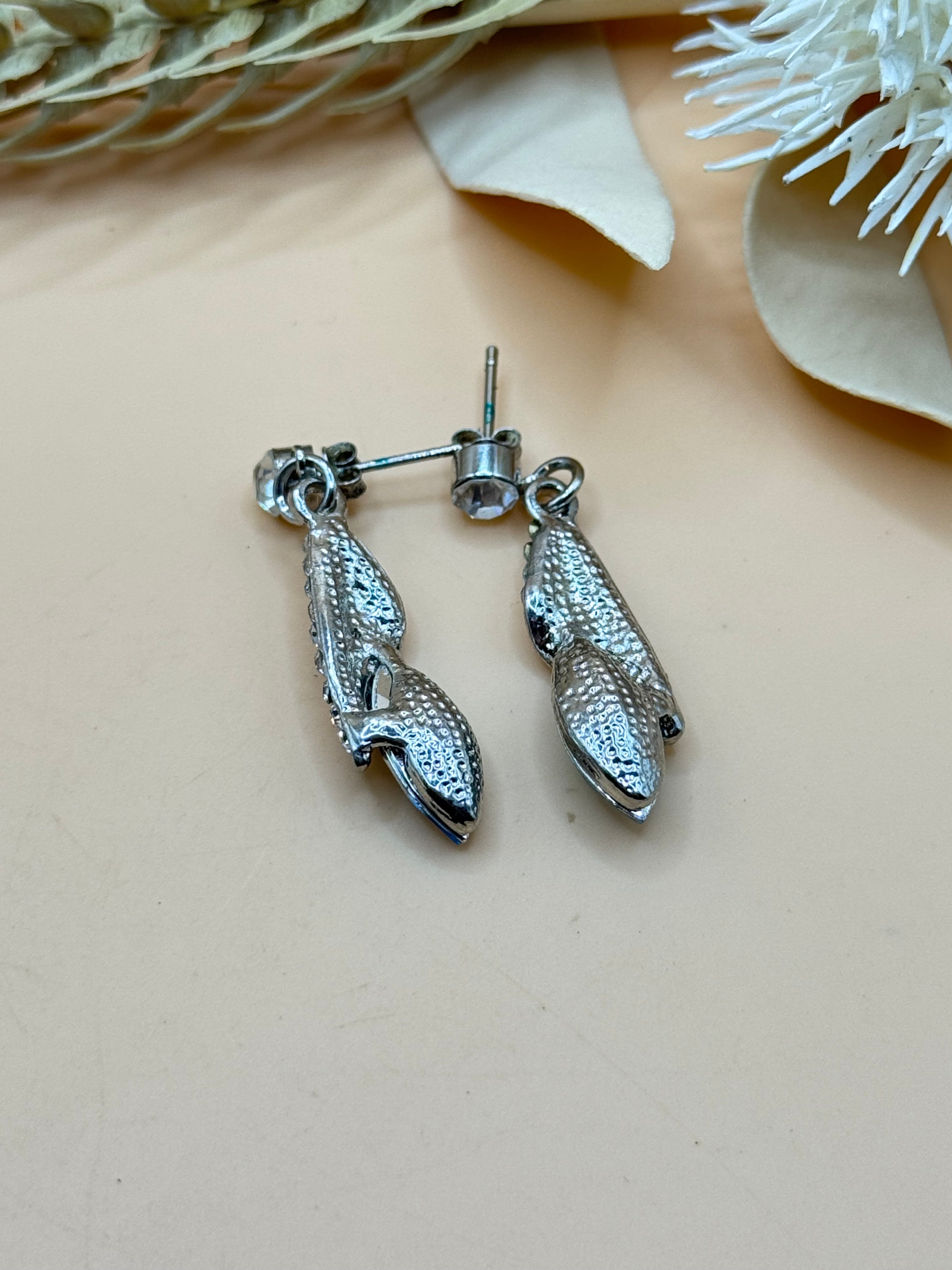 Blue and Clear Rhinestone Silver-Tone Dangle Earrings