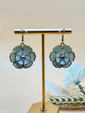 White Floral Enamel Silver-Tone Dangle Earrings