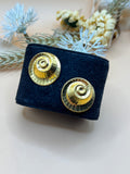 Vintage Gold Tone Spiral Disc Statement Stud Earrings