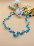 16 Inch Aqua Blue and Clear Beaded Silver Tone Twist Necklace