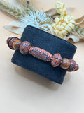 Brown Tribal Pattern Mixed Bead Stretch Bracelet