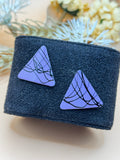 Purple & Black Abstract Triangle Stud Earrings