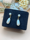 Gold Tone Faux Pearl Teardrop Dangle Earrings