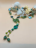 Green and Teal Mixed Bead Y-Drop Necklace – 20 Inch