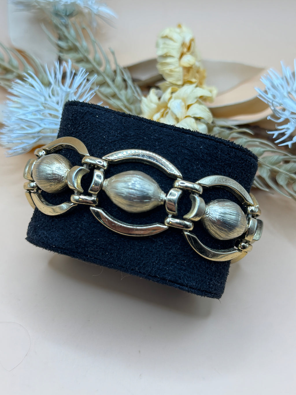 Vintage Monet Gold Tone Textured Link Bracelet