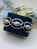 Vintage Monet Gold Tone Textured Link Bracelet