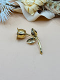 Monet Gold Tone Rose Brooch
