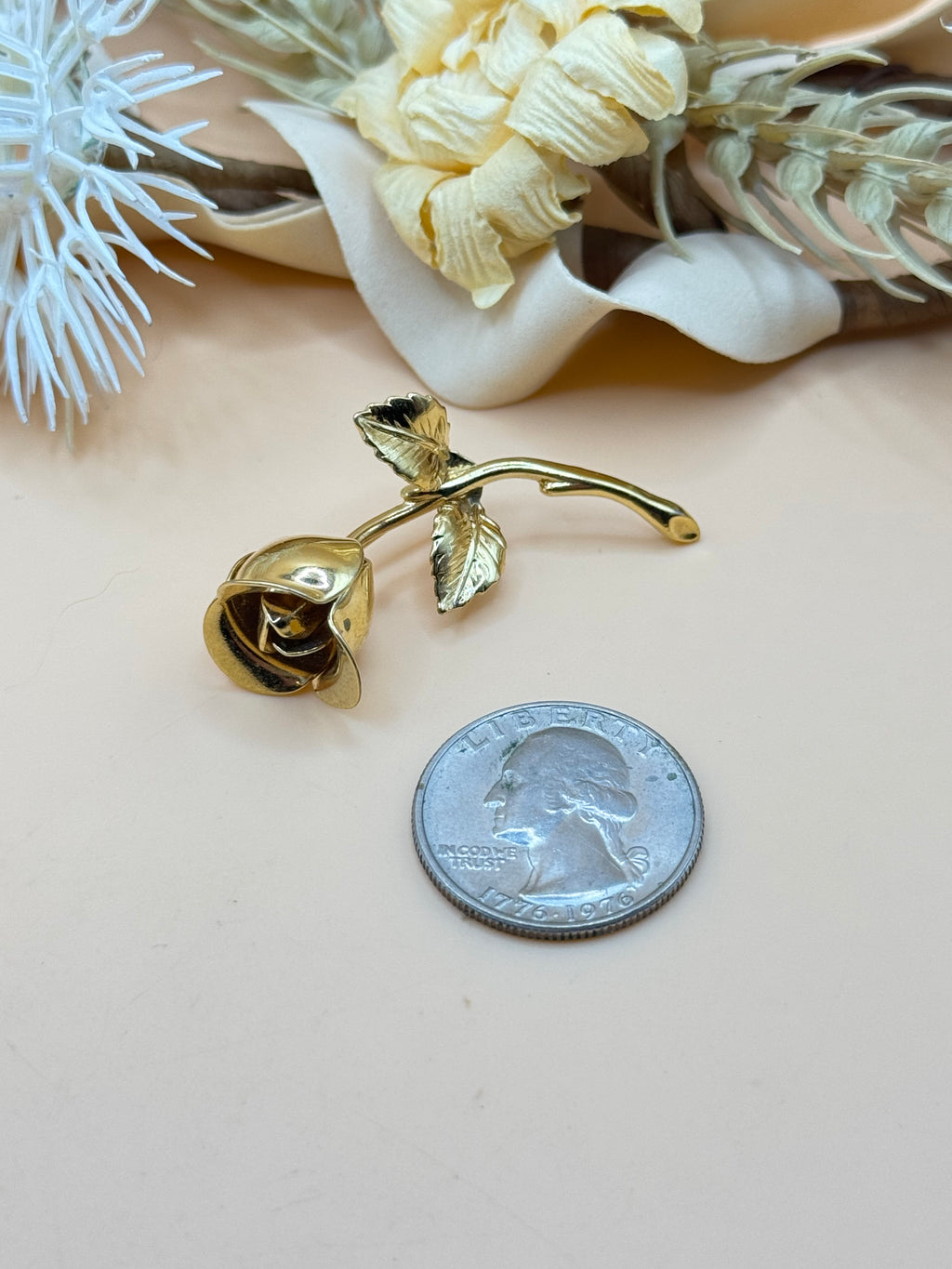 Monet Gold Tone Rose Brooch