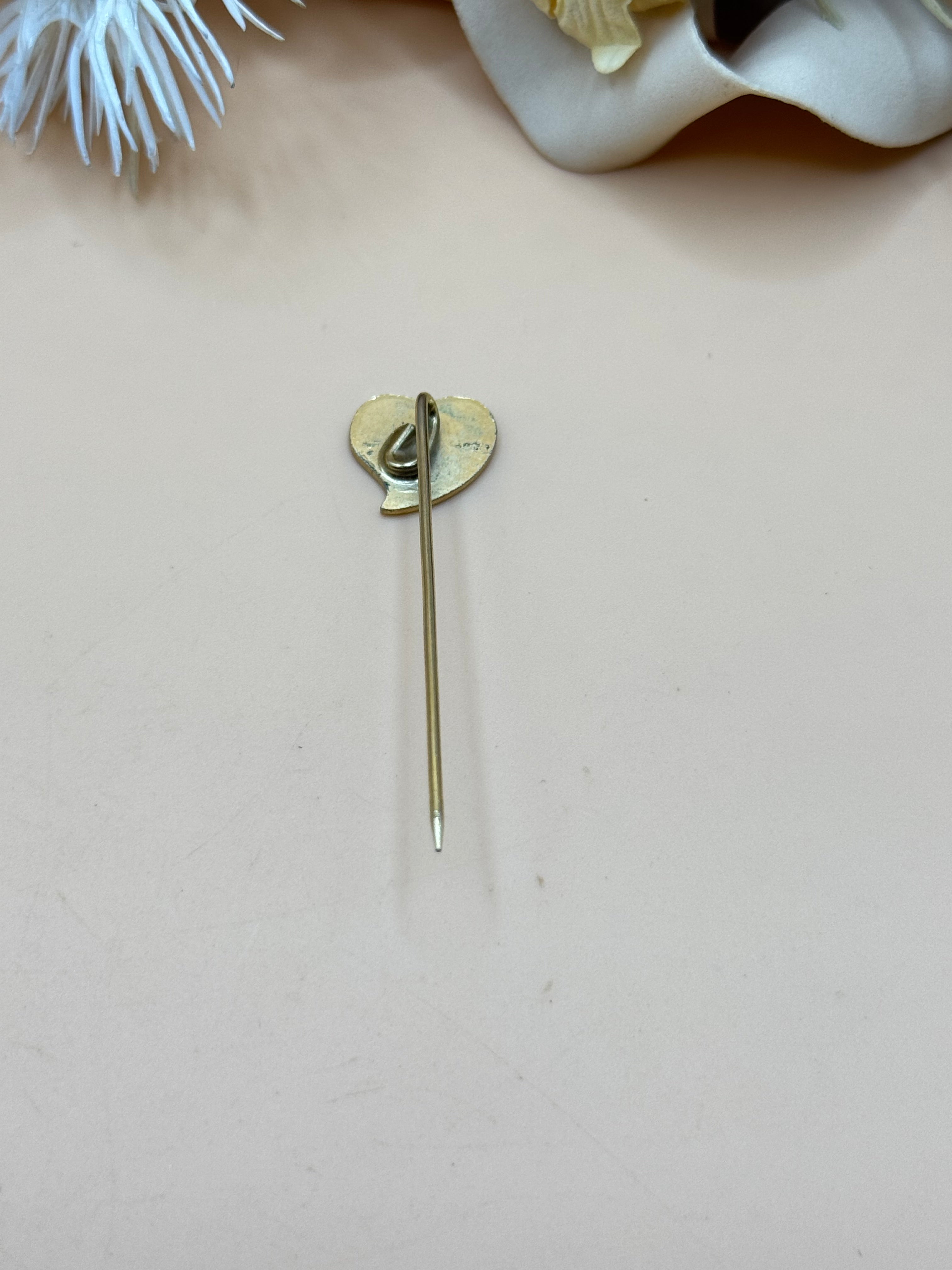 Vintage Gold Tone Floral Heart Stick Pin