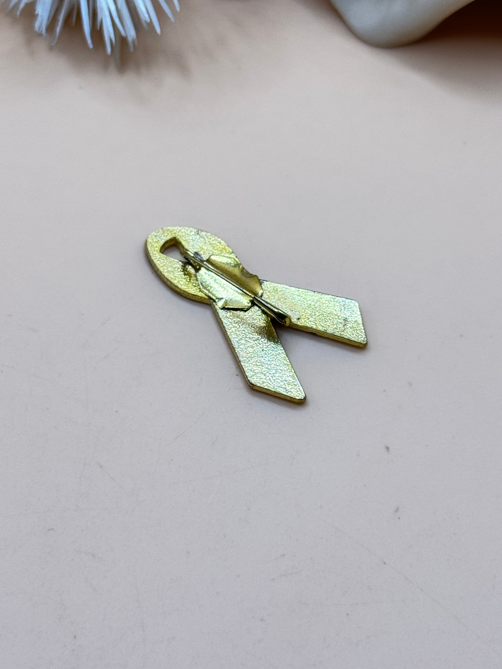 Gold Tone American Flag Awareness Ribbon Brooch