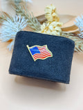 Gold Tone American Flag Enamel Lapel Pin