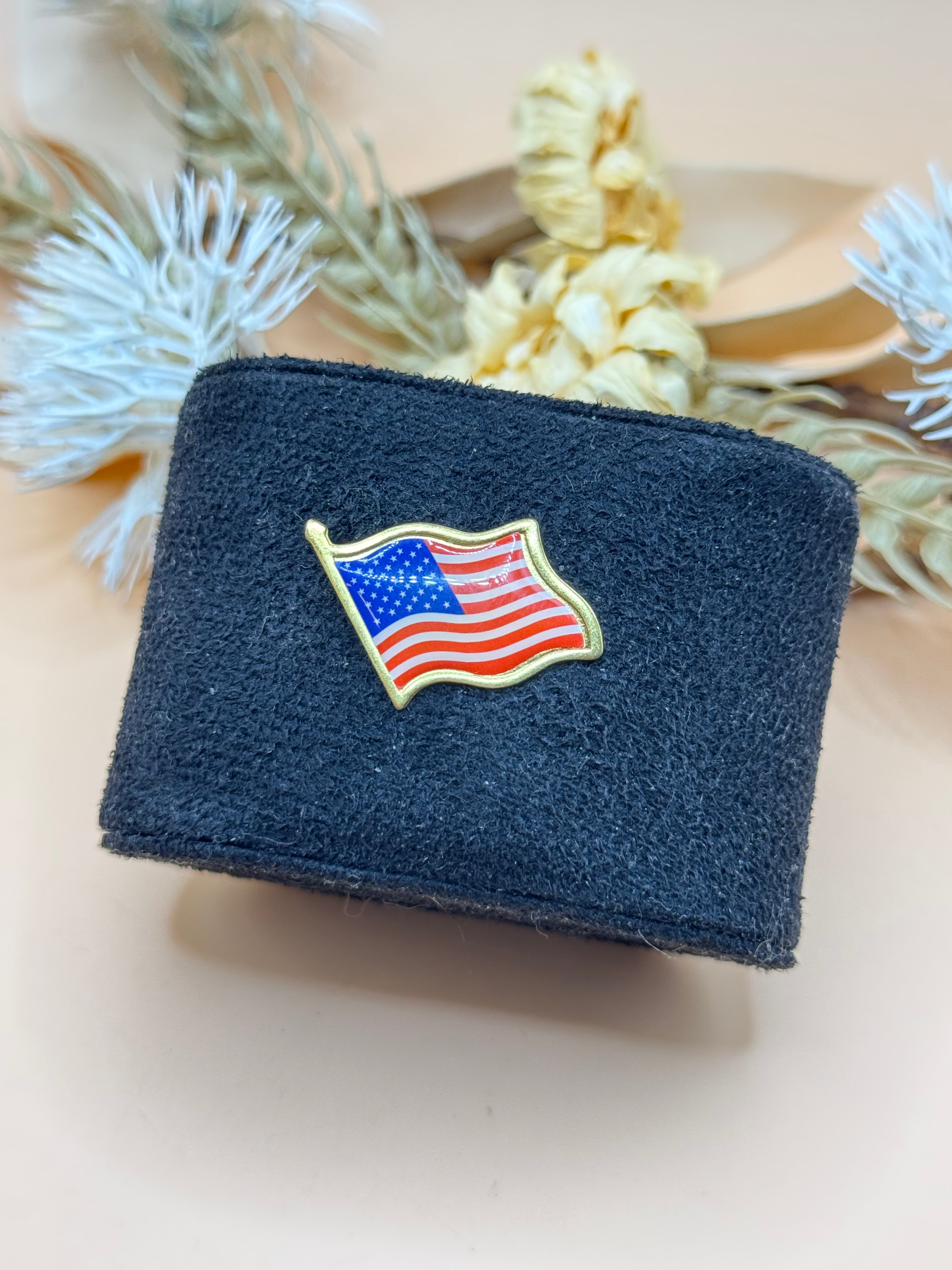 Gold Tone American Flag Enamel Lapel Pin