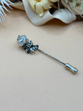 Vintage Silver-Tone Rose Floral Stick Pin