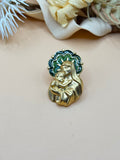 Avon Madonna & Child Gold Tone Green Enamel Religious Lapel Pin