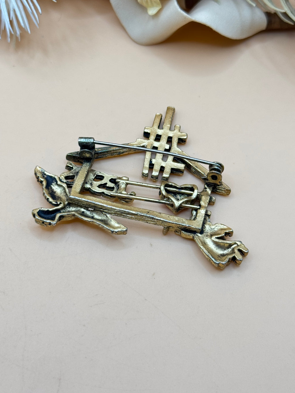 I Love Jesus Cross Heart Angel Dove Religious Brooch