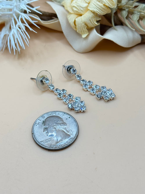 Clear Rhinestone Geometric Dangle Earrings