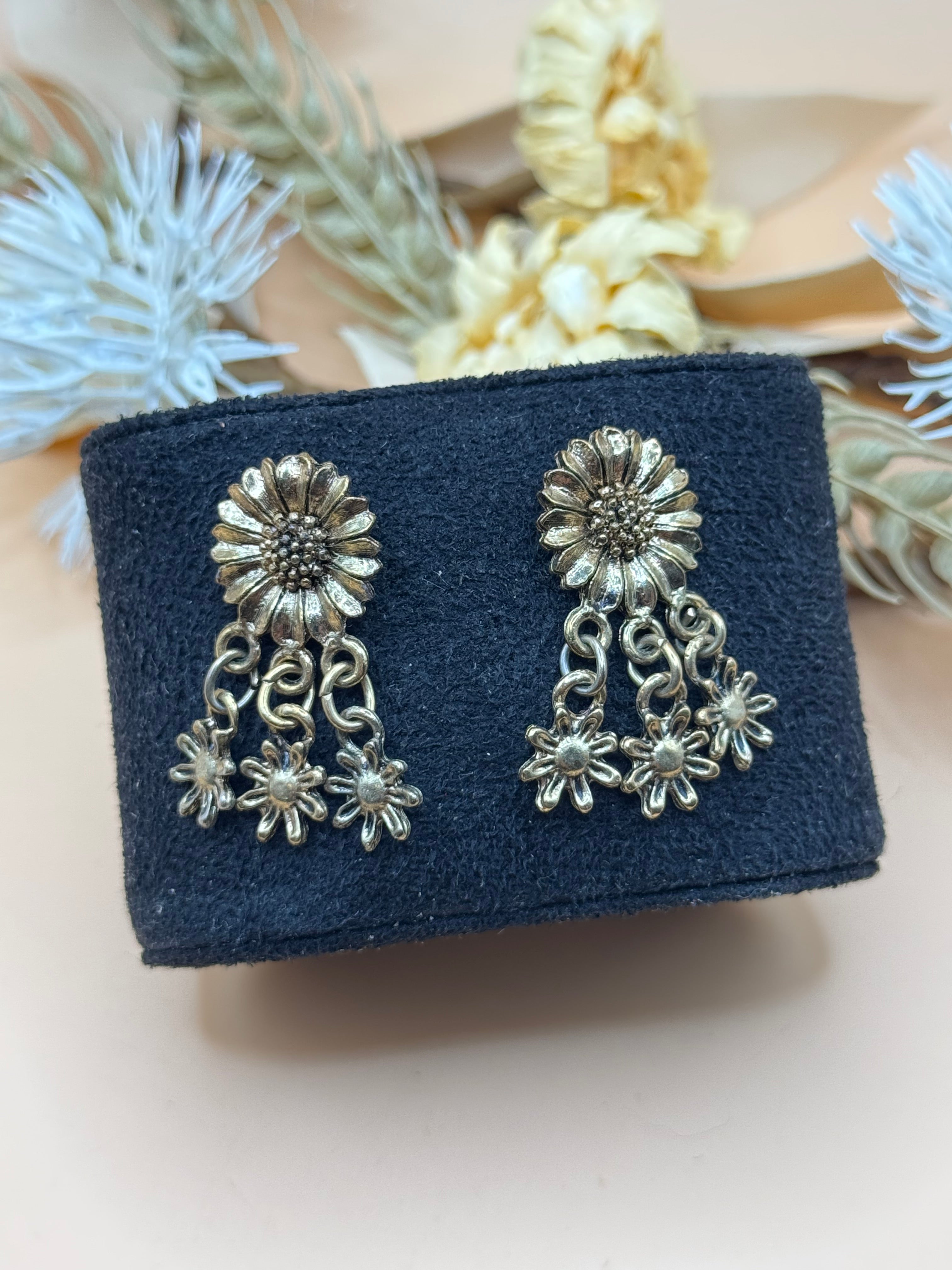 Gold-Tone Daisy Dangle Pierced Earrings