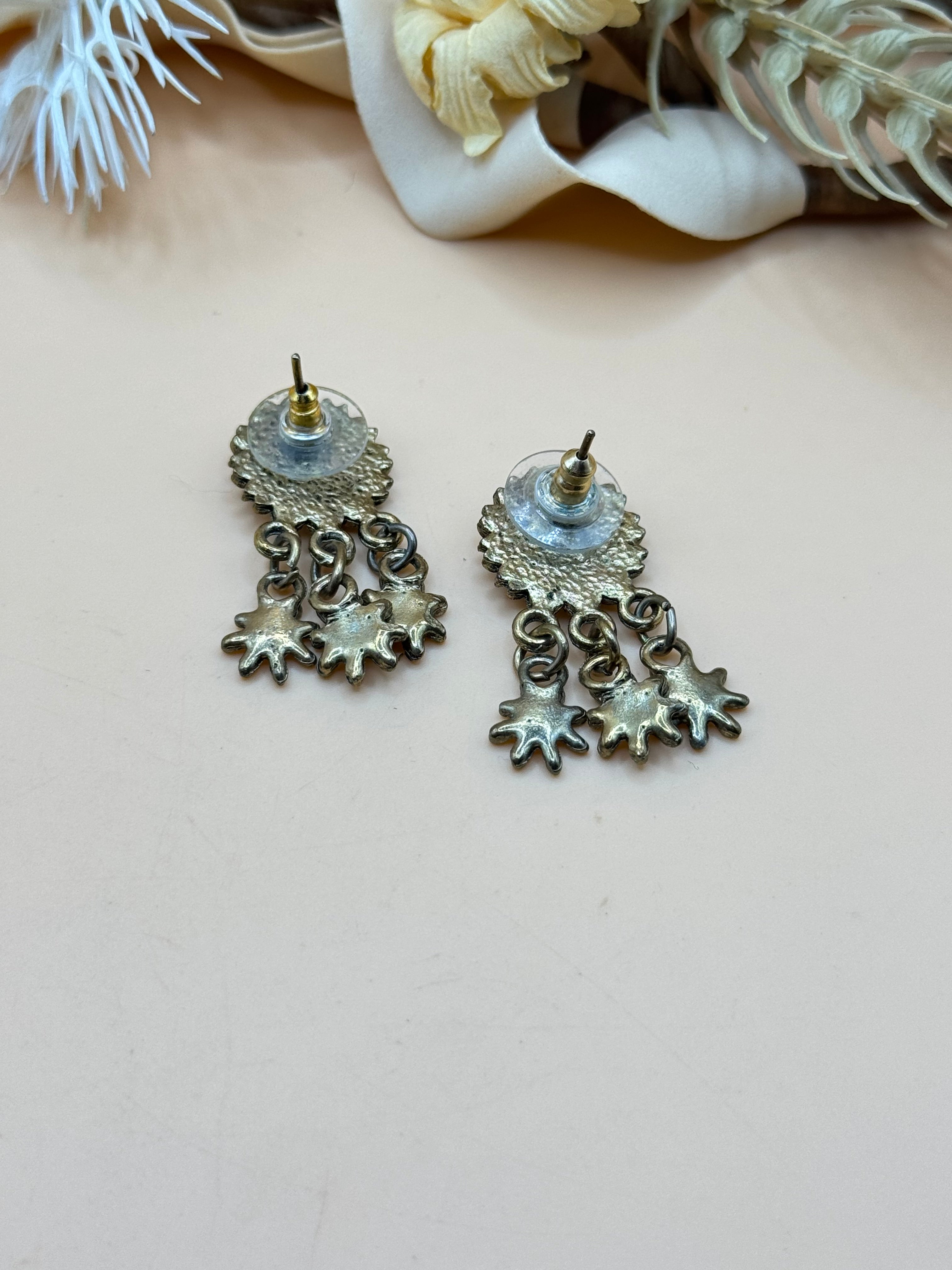 Gold-Tone Daisy Dangle Pierced Earrings