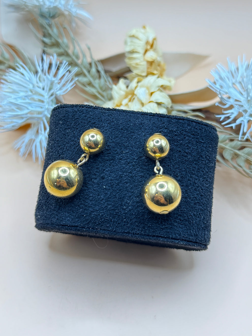 Gold-Tone Double Ball Drop Pierced Earrings