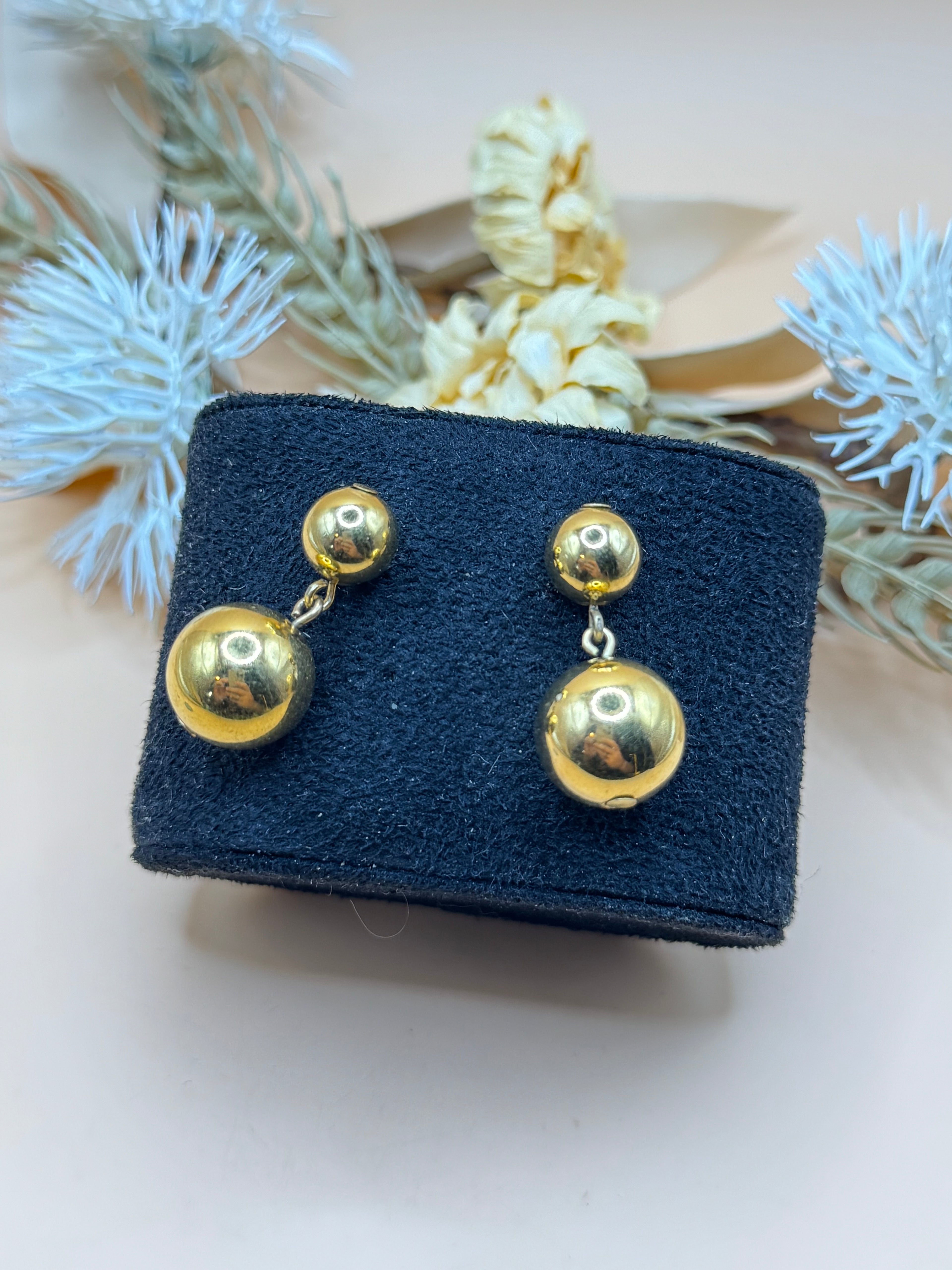 Gold-Tone Double Ball Drop Pierced Earrings