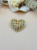 Vintage Monet Gold-Tone Openwork Heart Rhinestone Brooch