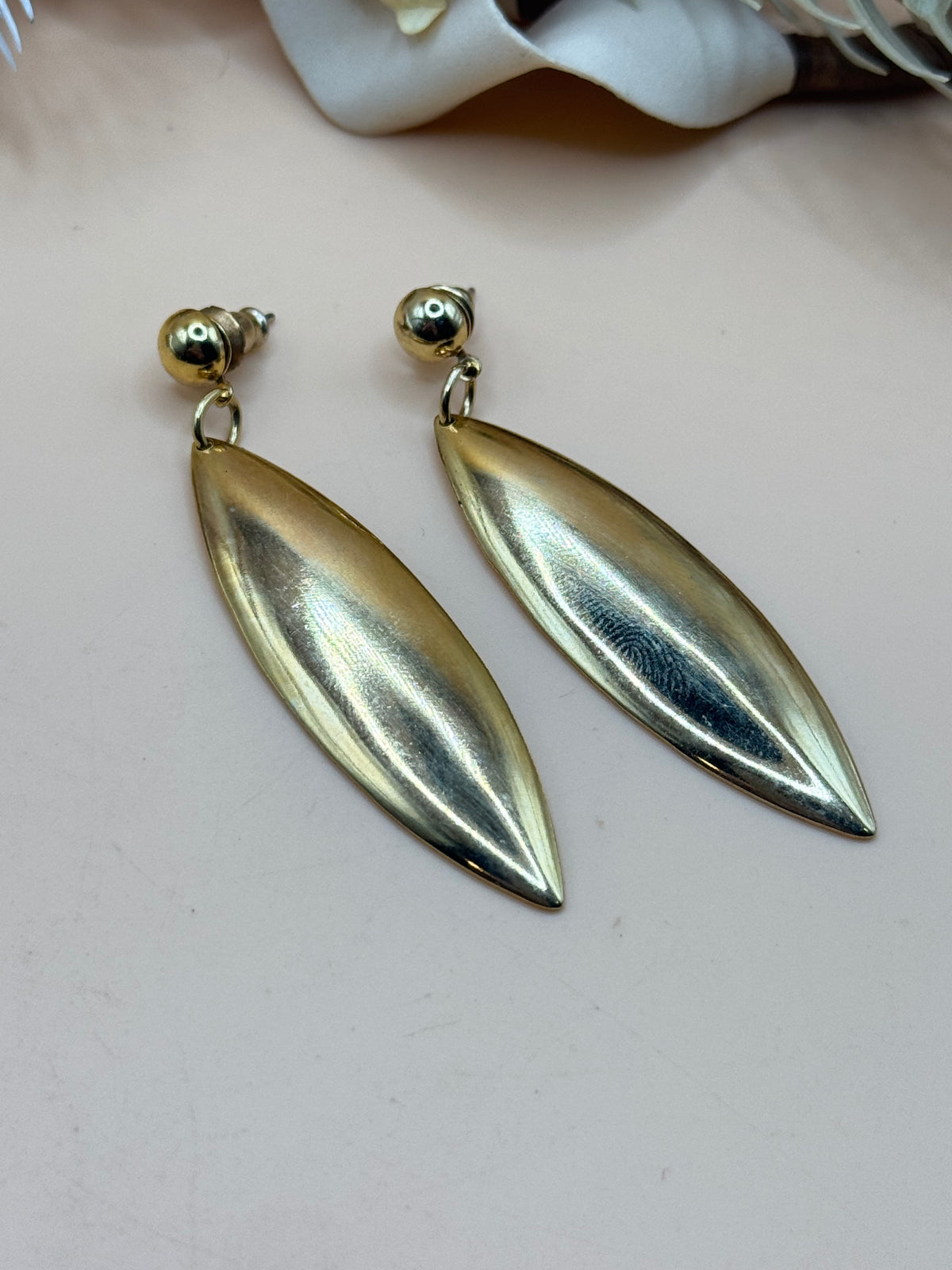 Gold-Tone Long Marquise Drop Pierced Earrings