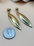 Gold-Tone Long Marquise Drop Pierced Earrings