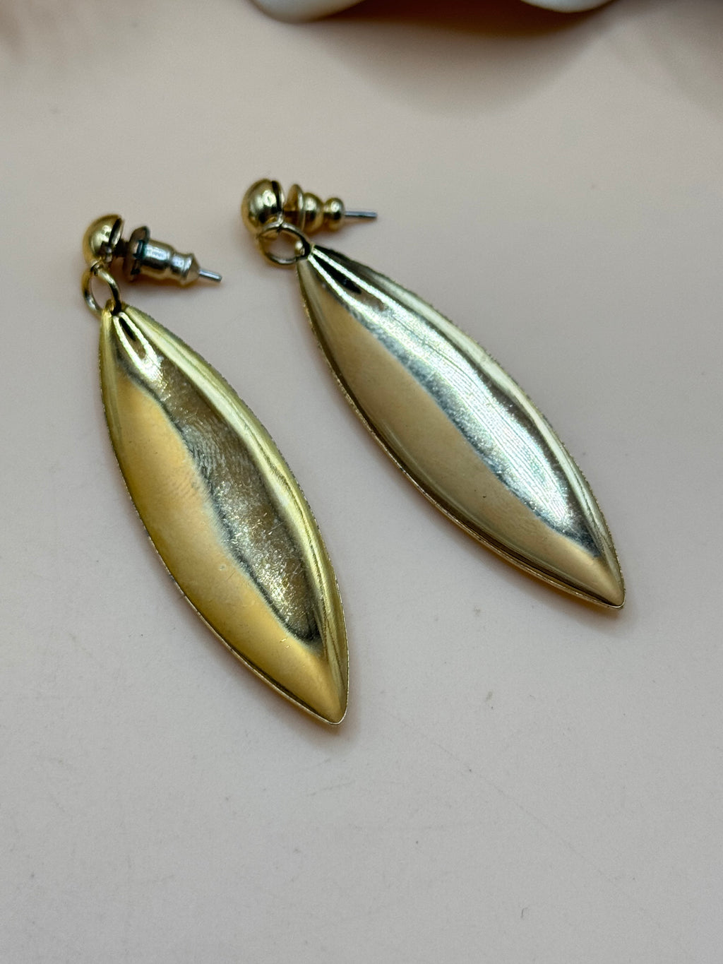 Gold-Tone Long Marquise Drop Pierced Earrings