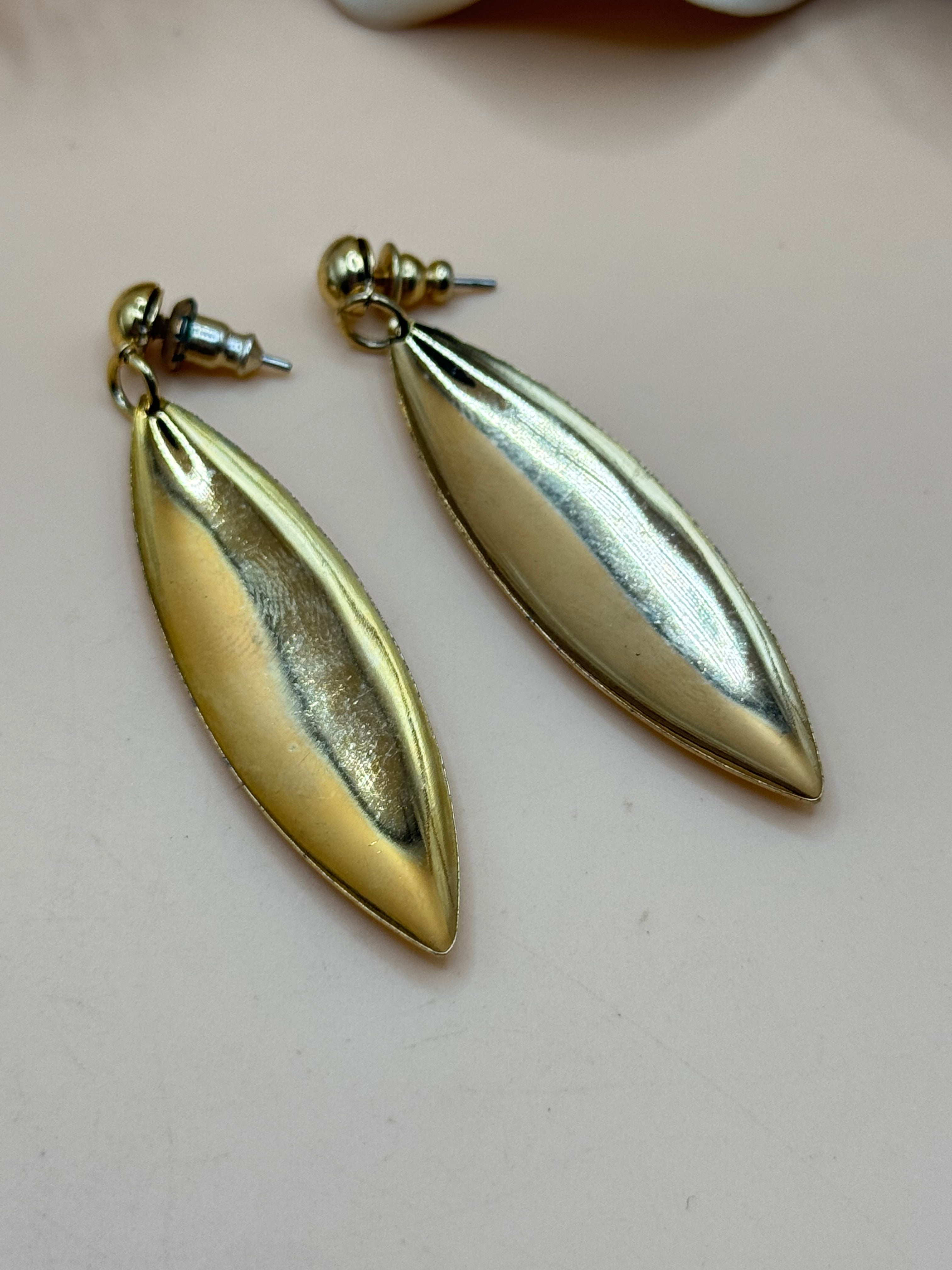 Gold-Tone Long Marquise Drop Pierced Earrings