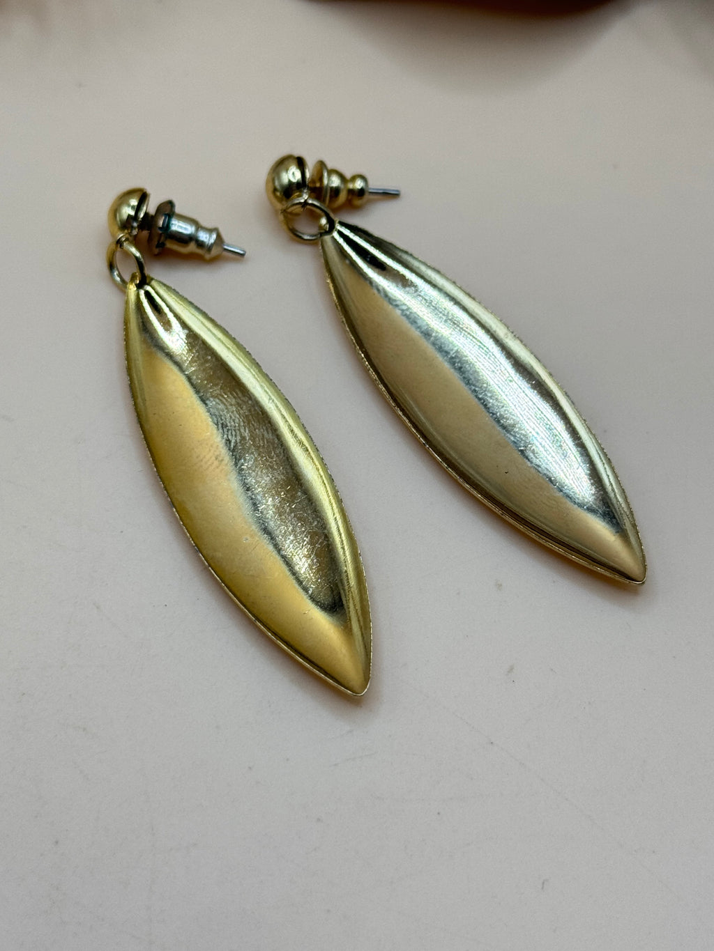 Gold-Tone Long Marquise Drop Pierced Earrings