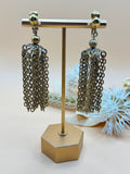 Vintage Gold Tone Chain Tassel Clip-On Earrings